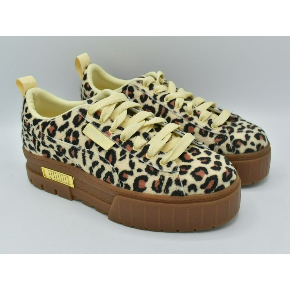 Puma Womens Size 7 Mayze SE Leopard Gold Platform Fashion Sneakers